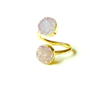 💜HP🎉💜NWT Lavender Druzy Spiral Ring 24k Gold